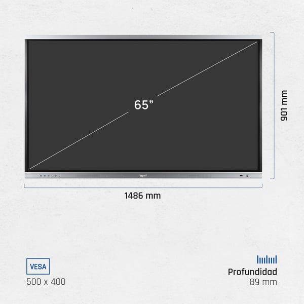 iggual Orchid 65" Interaktivt fladpanel 165,1 cm (65") LED Wi-Fi 400 cd/m² 4K Ultra HD Sort Berøringsskærm Indbygget processer Android