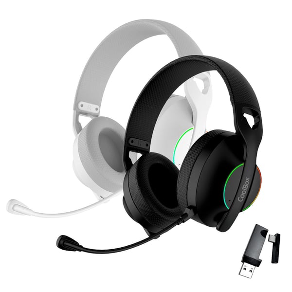CoolBox WB01 RGB Headset Kabel & trådløs Spil USB Type-C Bluetooth Hvid