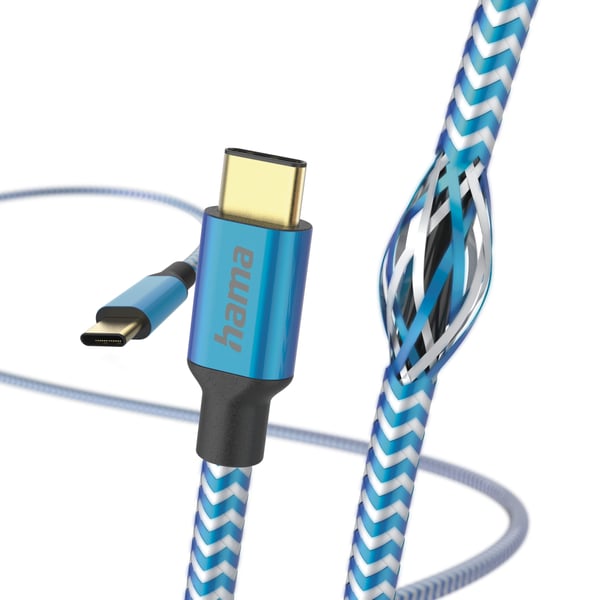 Hama Reflective USB-kabel USB 2.0 1,5 m USB C 0,48 Gbit/sek. Blå