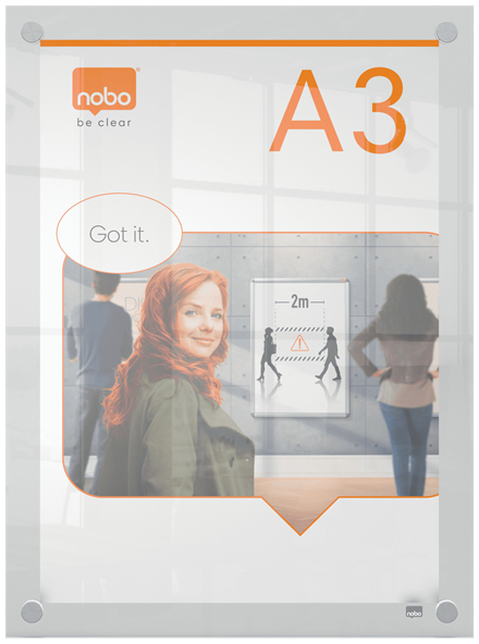 Nobo Premium Plus A3 klar akryl väggmonterad affischram