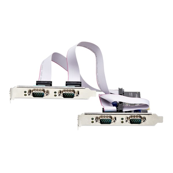 StarTech.com Seriellt PCIe-kort med 4 portar, PCI Express-kort med fyra portar till RS232/RS422/RS485 (DB9), lågprofilfäste, 16C1050 UART, Windows/Linux, TAA-kompatibel - nivå 4 ESD-skydd