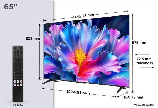 TCL P6L 65P6L tv 165,1 cm (65") 4K Ultra HD Älytelevisio Wi-Fi Musta 280 cd/m²