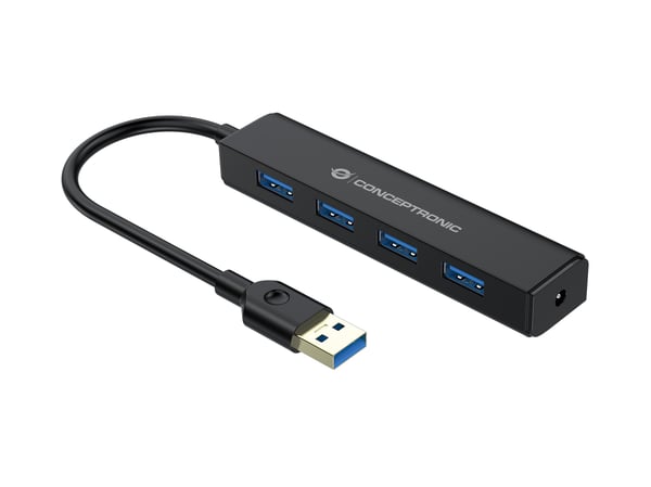 Conceptronic C4PUSB3 gränssnittshubbar USB 3.2 Gen 1 (3.1 Gen 1) Type-A 5000 Mbit/s Svart