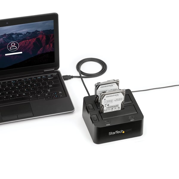 StarTech.com Dubbel USB 3.0-dockningsstation med UASP för 2,5/3,5" SSD/HDD-hårddiskar – SATA 6 Gbps