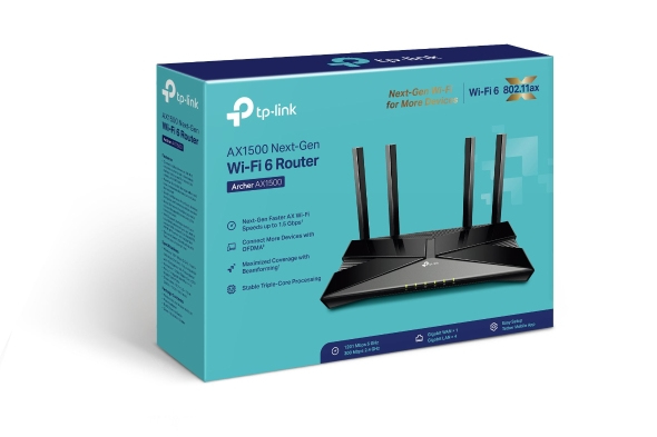 TP-Link Archer AX1500 trådlös router Gigabit Ethernet Dual-band (2,4 GHz / 5 GHz) Svart