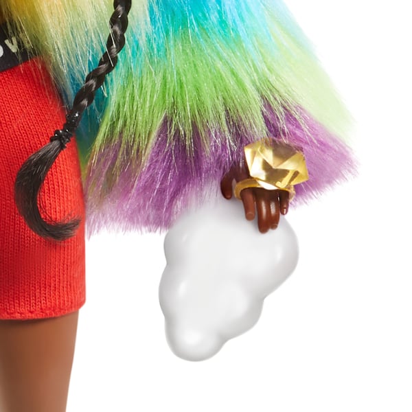 Barbie Extra Doll #1 in Rainbow Coat with Pet Poodle