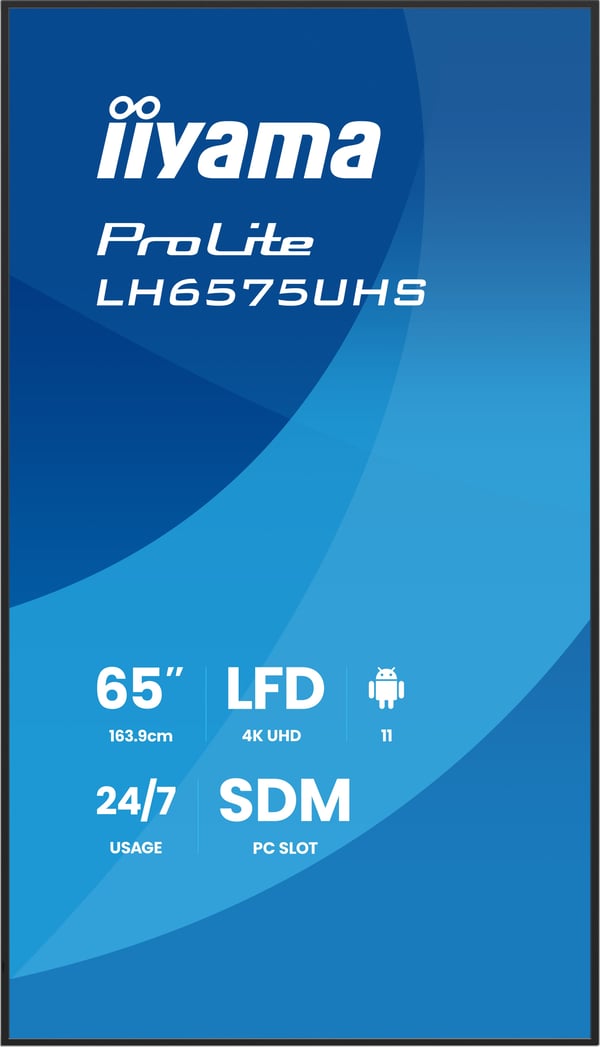 iiyama LH6575UHS-B2AG skilte display Digital fladpaneldisplay 163,8 cm (64.5") LCD Wi-Fi 500 cd/m² 4K Ultra HD Sort Indbygget processer Android 11 24/7