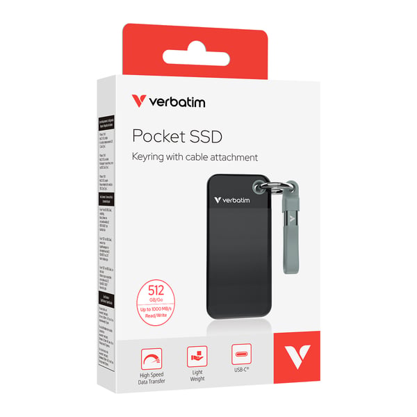 Verbatim Pocket SSD 512 GB USB Type-C 3.2 Gen 2 (3.1 Gen 2) Svart, Grå