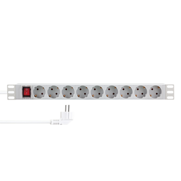 LogiLink PDU9C04 overspændingsbeskytter Lys grå 9 AC stikkontakt(er) 230 V 2 m