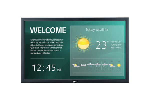 LG 22SM3G-B skilte display Digital fladpaneldisplay 54,6 cm (21.5") IPS Wi-Fi 250 cd/m² Fuld HD Sort Indbygget processer 16/7