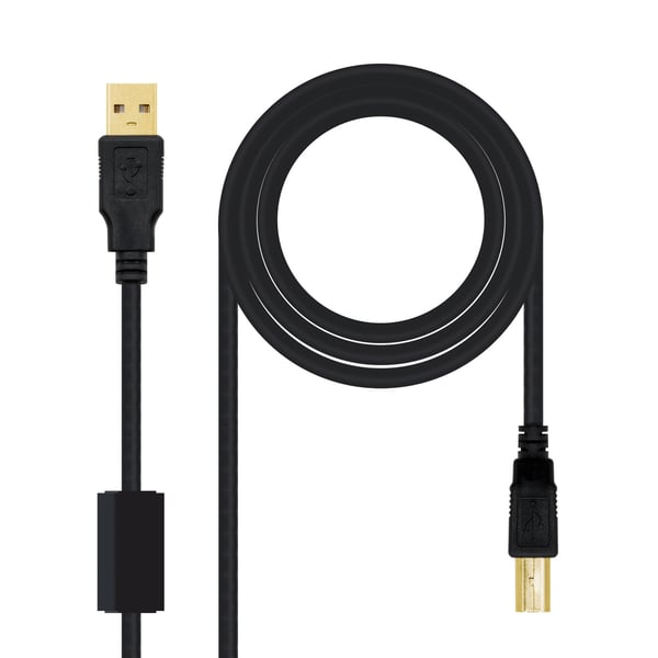 Nanocable 10.01.1202 USB-kaapeli USB 2.0 2 m USB A USB B Musta