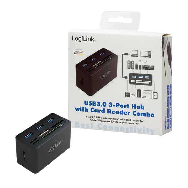 LogiLink CR0042 kannettavien tietokoneiden telakka ja porttitoistin Langallinen USB 3.2 Gen 1 (3.1 Gen 1) Type-A Musta