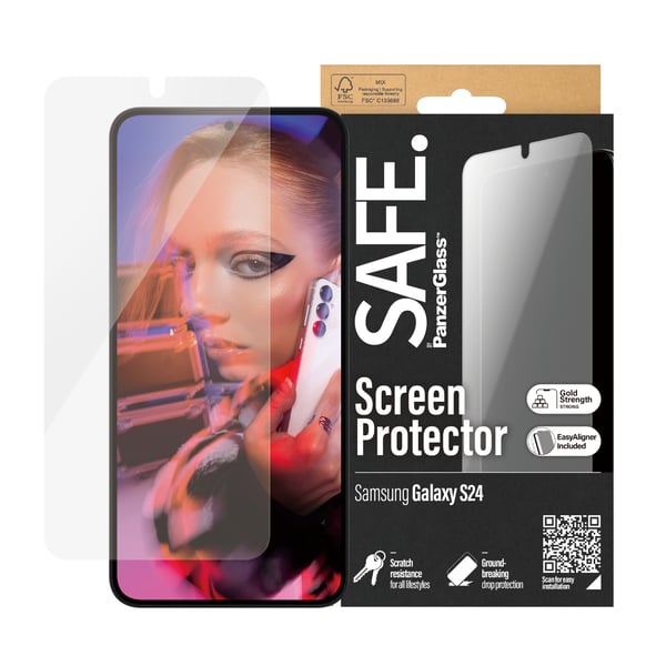 PanzerGlass SAFE. by ® Screen Protector Samsung Galaxy S24 | Ultra-Wide Fit w. EasyAligner Genomskinligt skärmskydd 1 styck