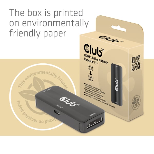 CLUB3D CAC-1307 AV-signaalin jatkaja AV-toistin Musta