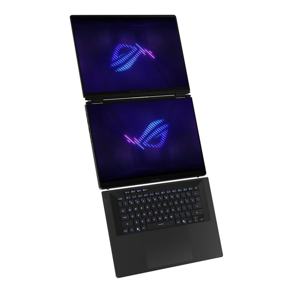 ASUS ROG Zephyrus Duo GX651AX-SR004W Intel Core Ultra 9 386H Hybrid (2-i-1) 40,6 cm (16") Berøringsskærm 3K 64 GB LPDDR5x-SDRAM 2 TB SSD NVIDIA GeForce RTX 5090 Wi-Fi 7 (802.11be) Windows 11 Home Grå