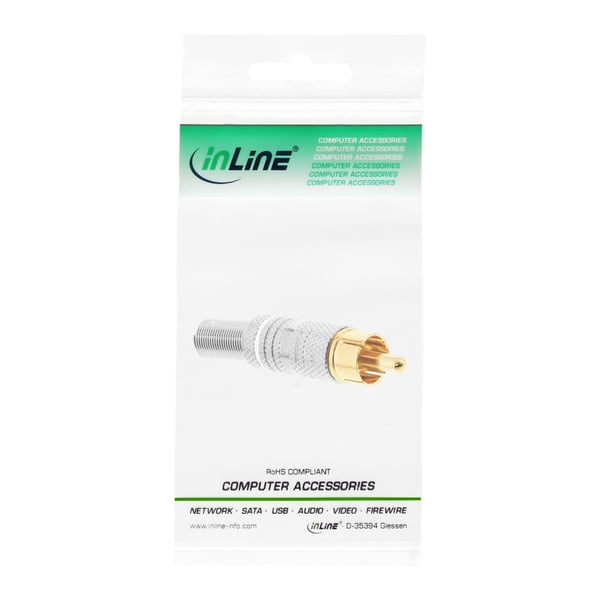 InLine 99110N kabelkontakter RCA Guld, Silver, Vit