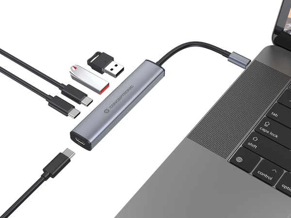 Conceptronic HUBBIES22G gränssnittshubbar USB 3.2 Gen 1 (3.1 Gen 1) Type-C 5000 Mbit/s Grå