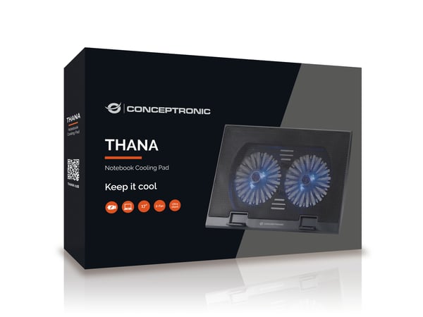 Conceptronic THANA02B køling til laptop 43,2 cm (17") Sort