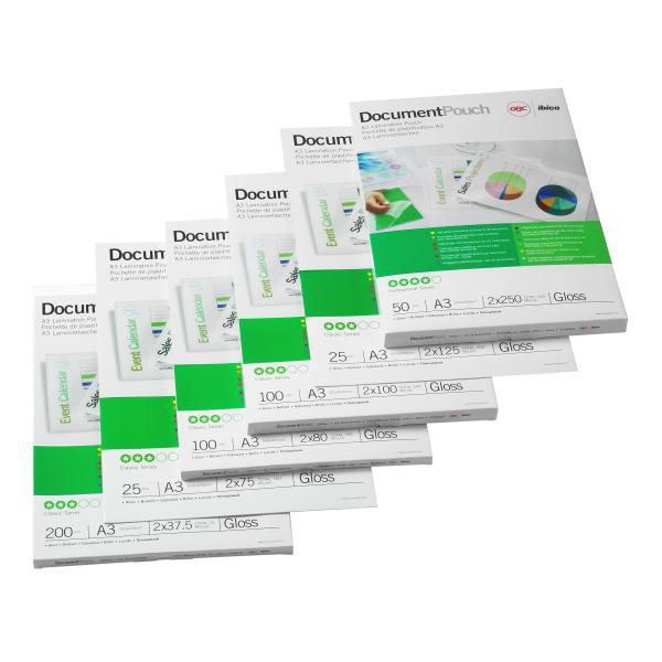 GBC Dokumentlamineringsficka, A3, gloss, 2 x 75 mik (25)