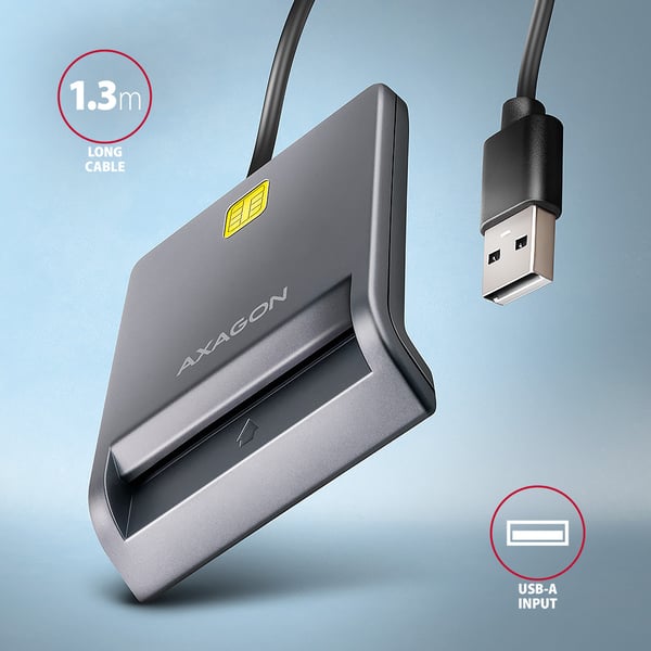 Axagon CRE-SM3T USB Smart card Flat smartcard læser Indendørs USB 2.0 Sort