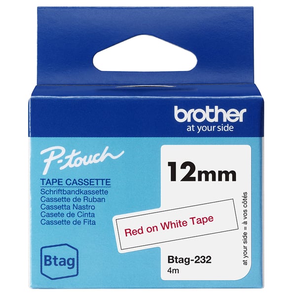Brother BTAG-232 etikettien kirjoitusnauha Punainen valkoisella