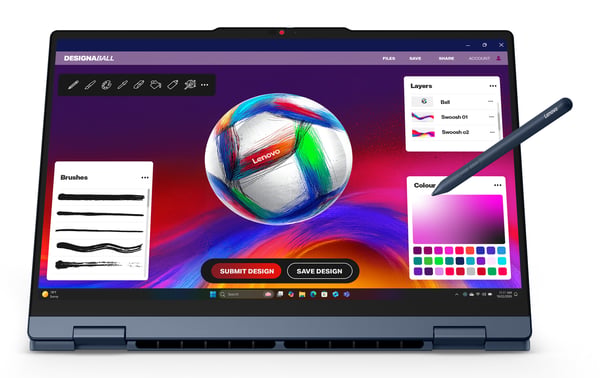 Lenovo IdeaPad 5 2-in-1 15AGP11 Copilot+ PC AMD Ryzen AI 5 430 Hybrid (2-i-1) 38,9 cm (15.3") Berøringsskærm WUXGA 16 GB DDR5-SDRAM 512 GB SSD Wi-Fi 7 (802.11be) Windows 11 Home Blå Tysk
