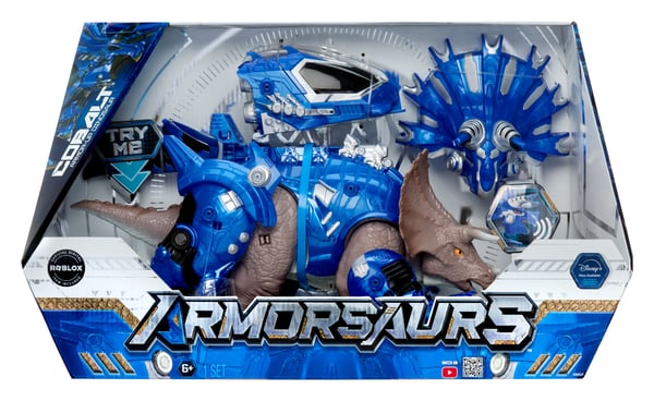 MGA Entertainment Armorsaurs Armor-Up Dinosaur- Triceratops - Cobalt