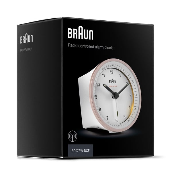 Braun BC07 Quartz-väckarklocka Rosa, Vit