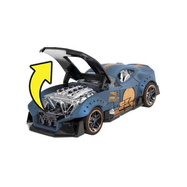 Hot Wheels Pull-Back Speeders-leksaksbil i skala 1:43, dra bilen bakåt och släpp för att tävla