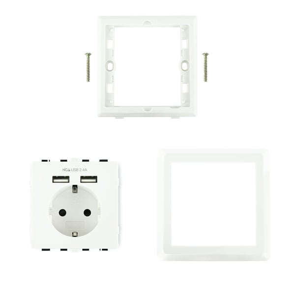 Nanocable 10.35.0010 stikkontakt CEE 7/3 + USB Hvid