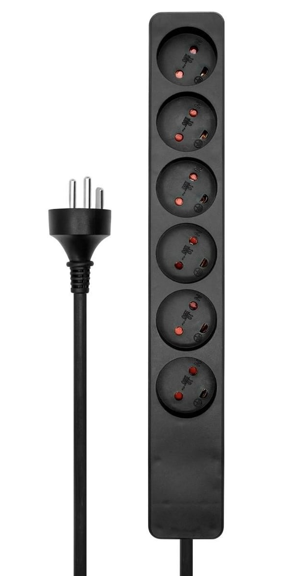 Microconnect MC-GRU0602DKB stikdåse 2 m 6 AC stikkontakt(er) Sort