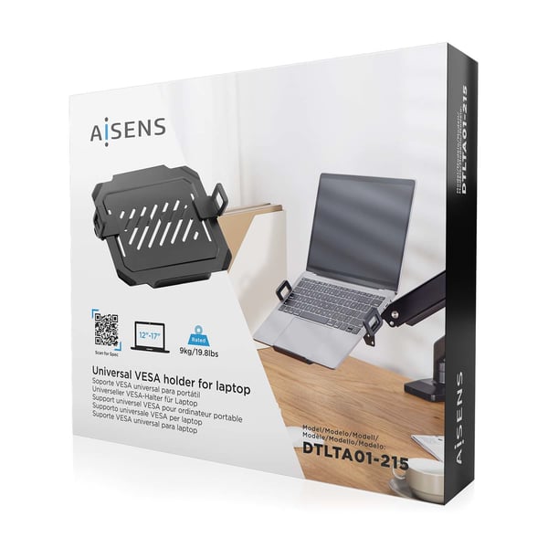 AISENS DTLTA01-215 Ställ för bärbara datorer Ställ till bärbara datorer Svart 43,2 cm (17")