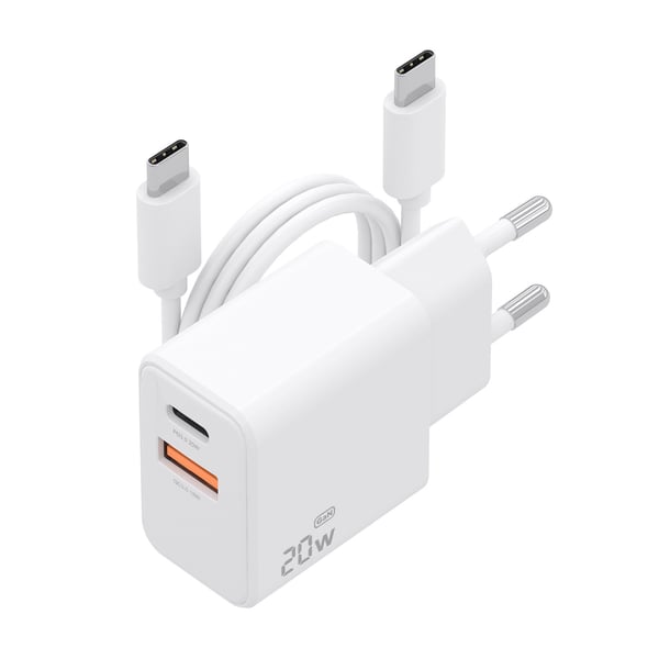 AISENS ASCH-20W2P083-W oplader til mobil enhed Mobiltelefon, Smartphone, Digitalt kamera, Universel, Tablet Hvid Vekselstrøm Hurtig opladning Indendørs