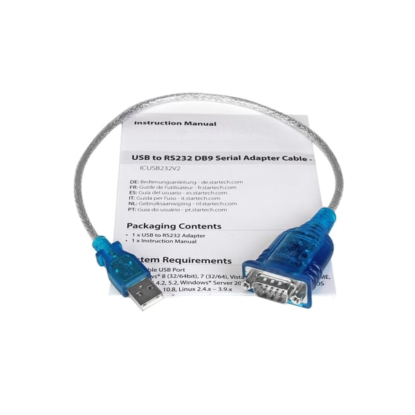 StarTech.com USB till seriell RS232 DB9-kabeladapter med 1 port – M/M