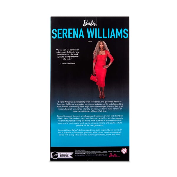 Barbie Signature Serena Williams, , tennisdocka med modetema med tennisdräkt och racket