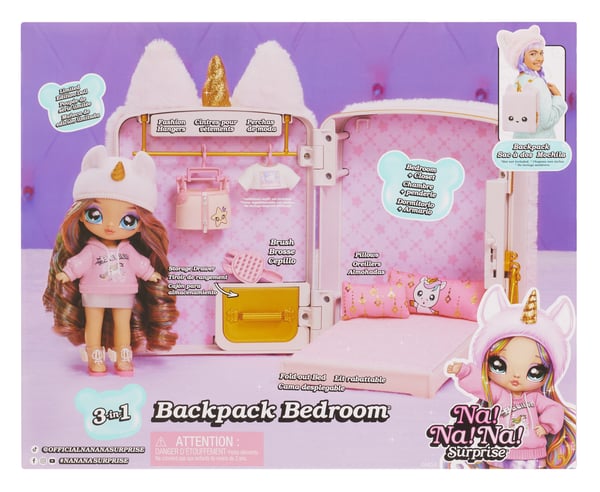 Na! Na! Na! Surprise 3-in-1 Backpack Bedroom Unicorn Playset- Britney Sparkles
