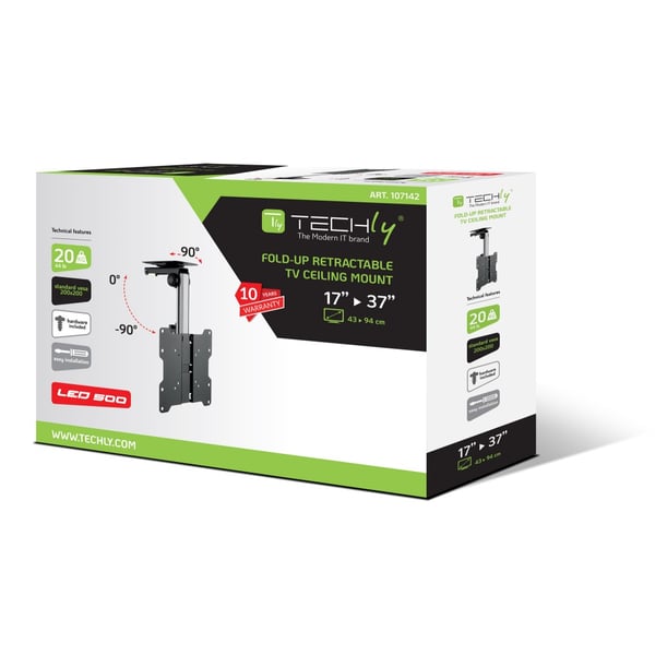 Techly ICA-CPLB 222 tv-beslag 94 cm (37") Sort, Sølv