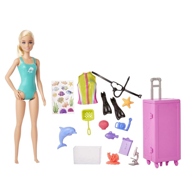 Barbie Barbie-marinbiologdocka och lekset (ljus hudton)