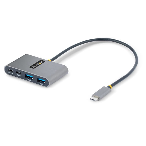 StarTech.com USB-C-hubb med 4 portar och 100 W pass-through-strömförsörjning - 2x USB-A + 2x USB-C - 5 Gbps - 30 cm lång kabel - Bärbar USB Type-C till USB-A/C-hubb - USB-C-splitter
