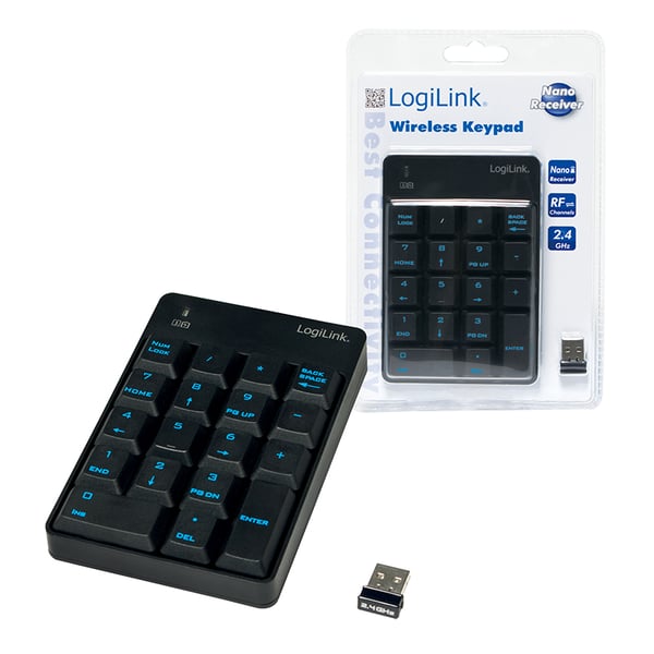 LogiLink ID0120 numerisk tastatur Universel RF trådløst Sort