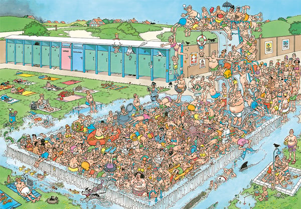 Jan van Haasteren Pool Pile-Up 2000 pcs Puslespil 2000 stk Tegneserier