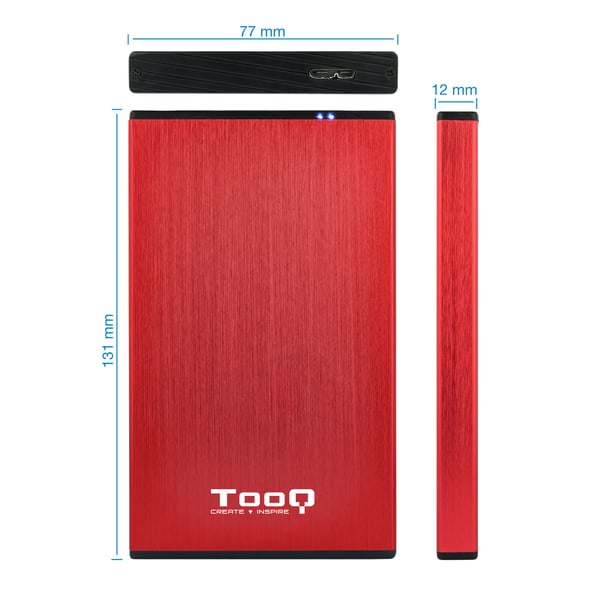 TooQ TQE-2527R Hölje för lagringsenheter HDD-hölje Svart, Röd 2.5"