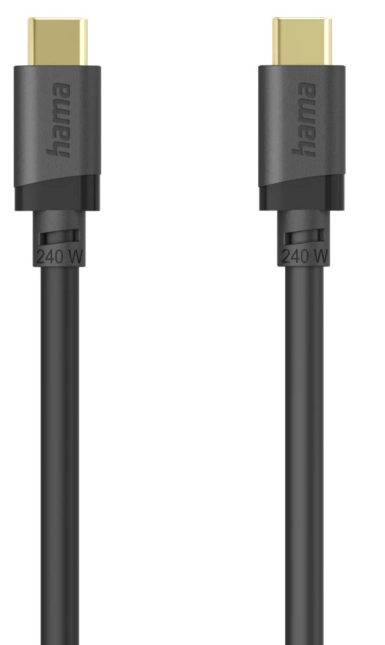 Hama 00202008 USB-kabel USB 3.2 Gen 1 (3.1 Gen 1) 0,75 m USB C 5 Gbit/sek. 240 W Sort