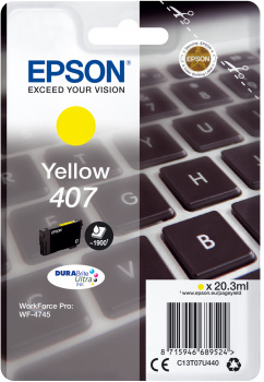 Epson 407L Näppäimistö DURABrite Ultra, yksittäispakkaus, keltainen muste