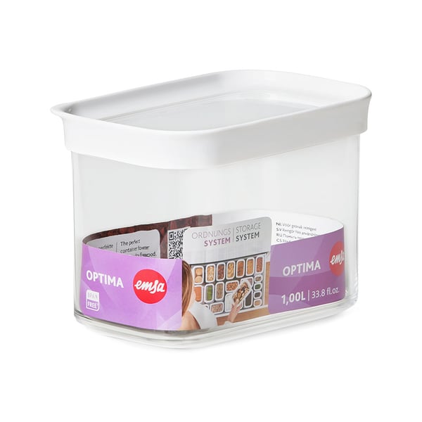 EMSA Optima Rektangulär Container 1 l Transparent, Vit 1 styck