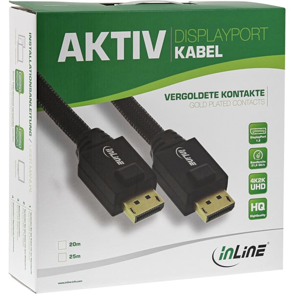 InLine 17125A DisplayPort-kabel 25 m Svart