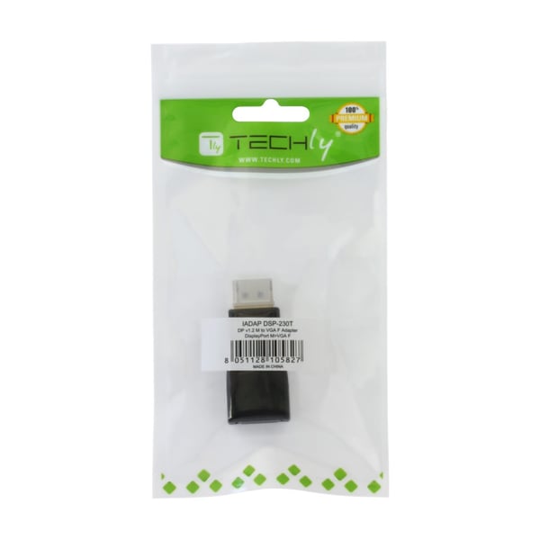 Techly IADAP DSP-230T kabel kønsskifter DisplayPort VGA Sort