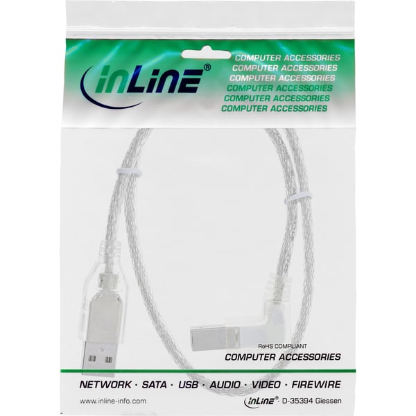 InLine 34517R USB-kabel 0,5 m USB A USB B 0,48 Gbit/sek. Transparent