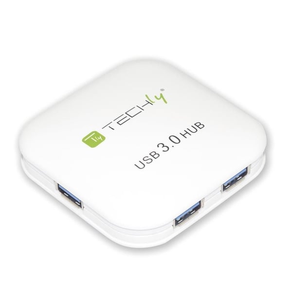 Techly IUSB3-HUB4-WH gränssnittshubbar 5000 Mbit/s Vit