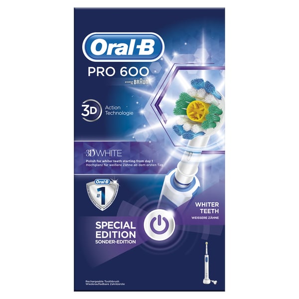 Oral-B Professional Care 600 White & Clean Voksen Roterende, pulserende tandbørste Blå, Hvid